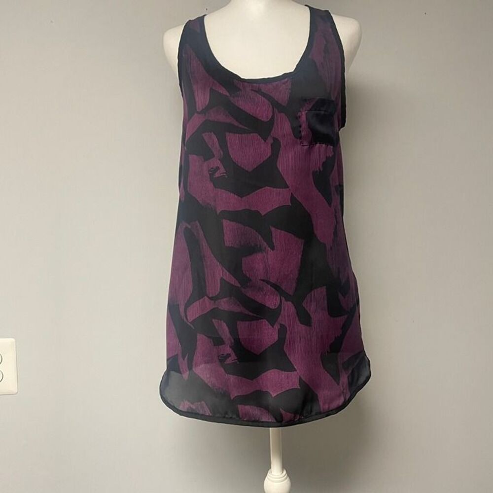 Twentyone Womens M Witchy Purple Black Sheer Long Tank Top Flowy WhimsiGoth